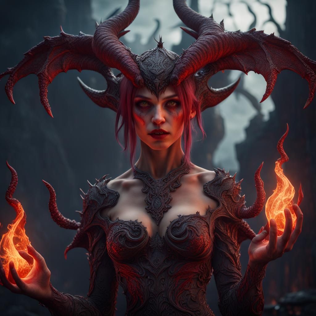 Lilith Demon in Detailed Matte Painting Style