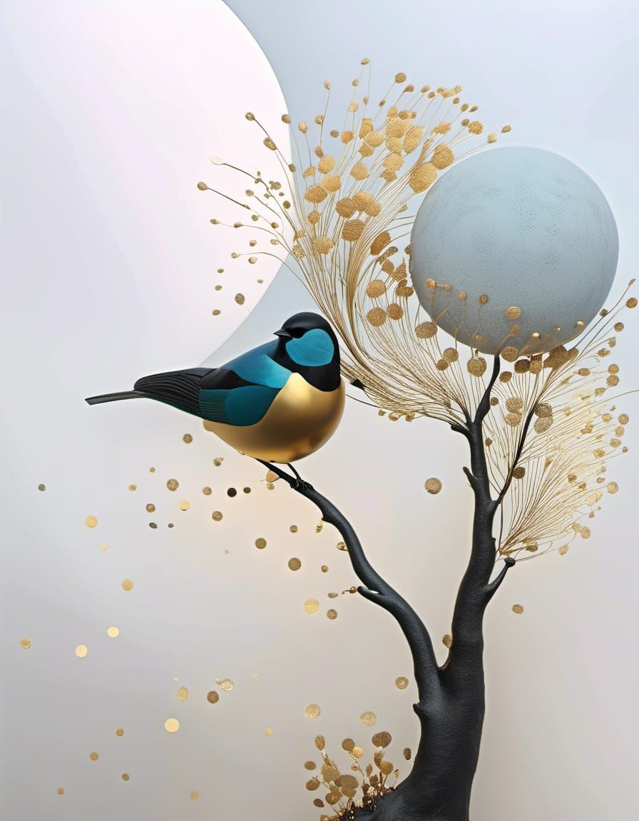 Golden Abstract Cycles: Detailed Matte Painting