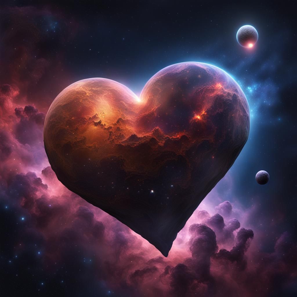 Heart Nebula with Spacecraft in Fantasy Concept Art