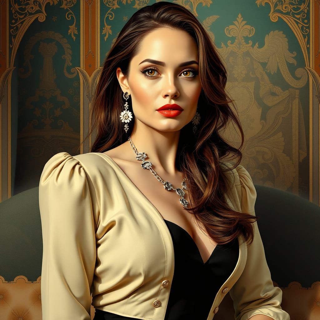 Elegant Portrait in Art Nouveau Style