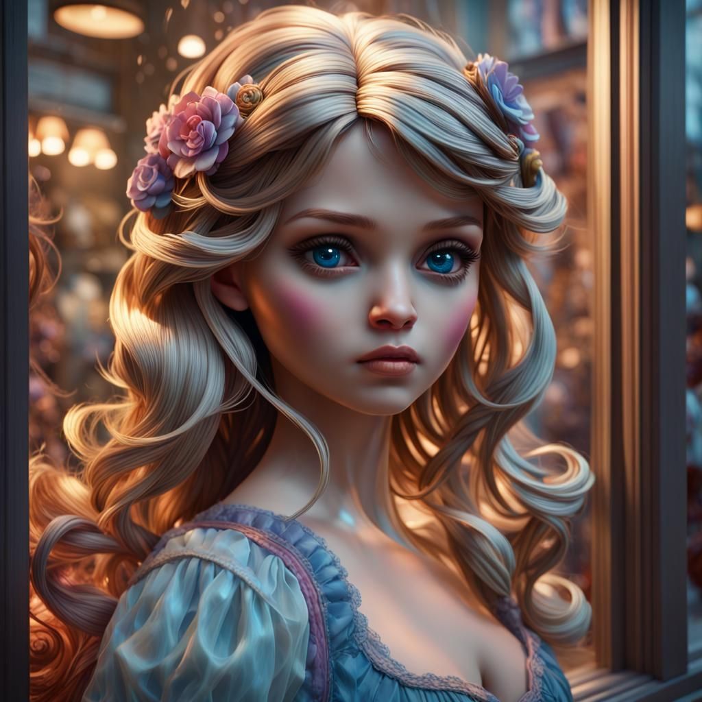 Detailed Dolls in Store Window Concept Art