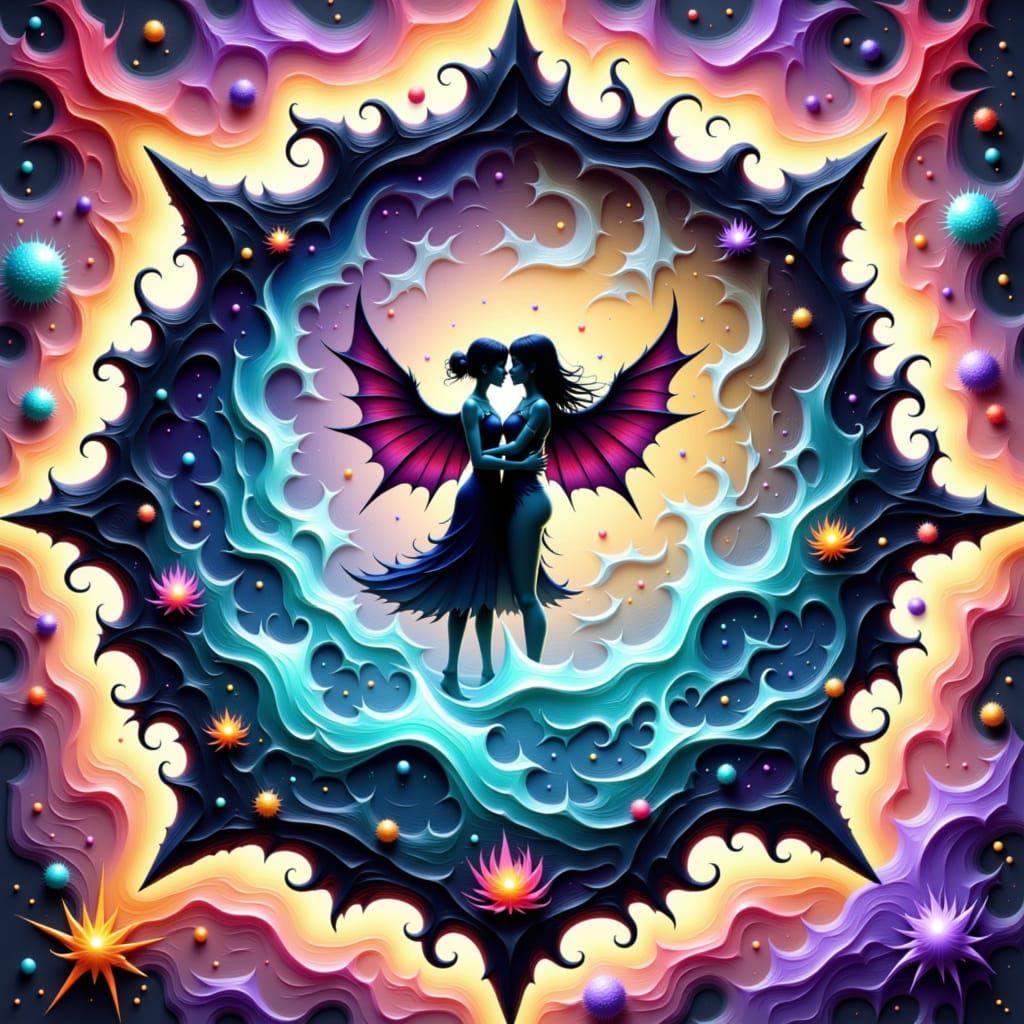 Couple Embracing Amidst Elemental Forces