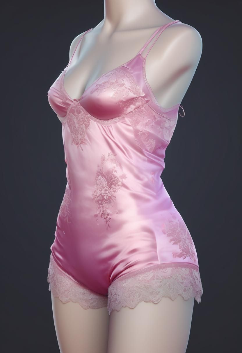 Pink Silk Lingerie in Hyperdetailed Digital Art