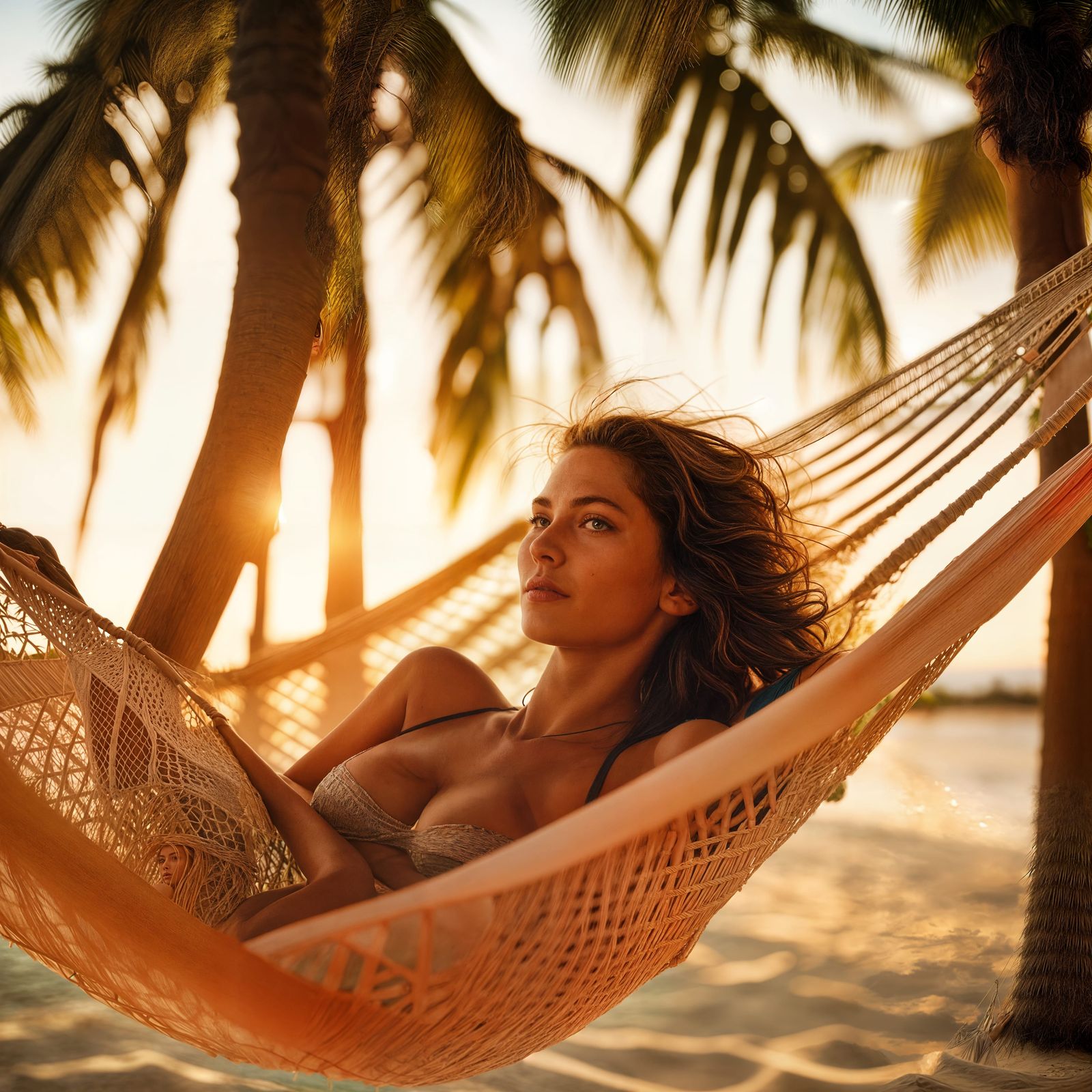 Beach Hammock Scene in Cinematic Style