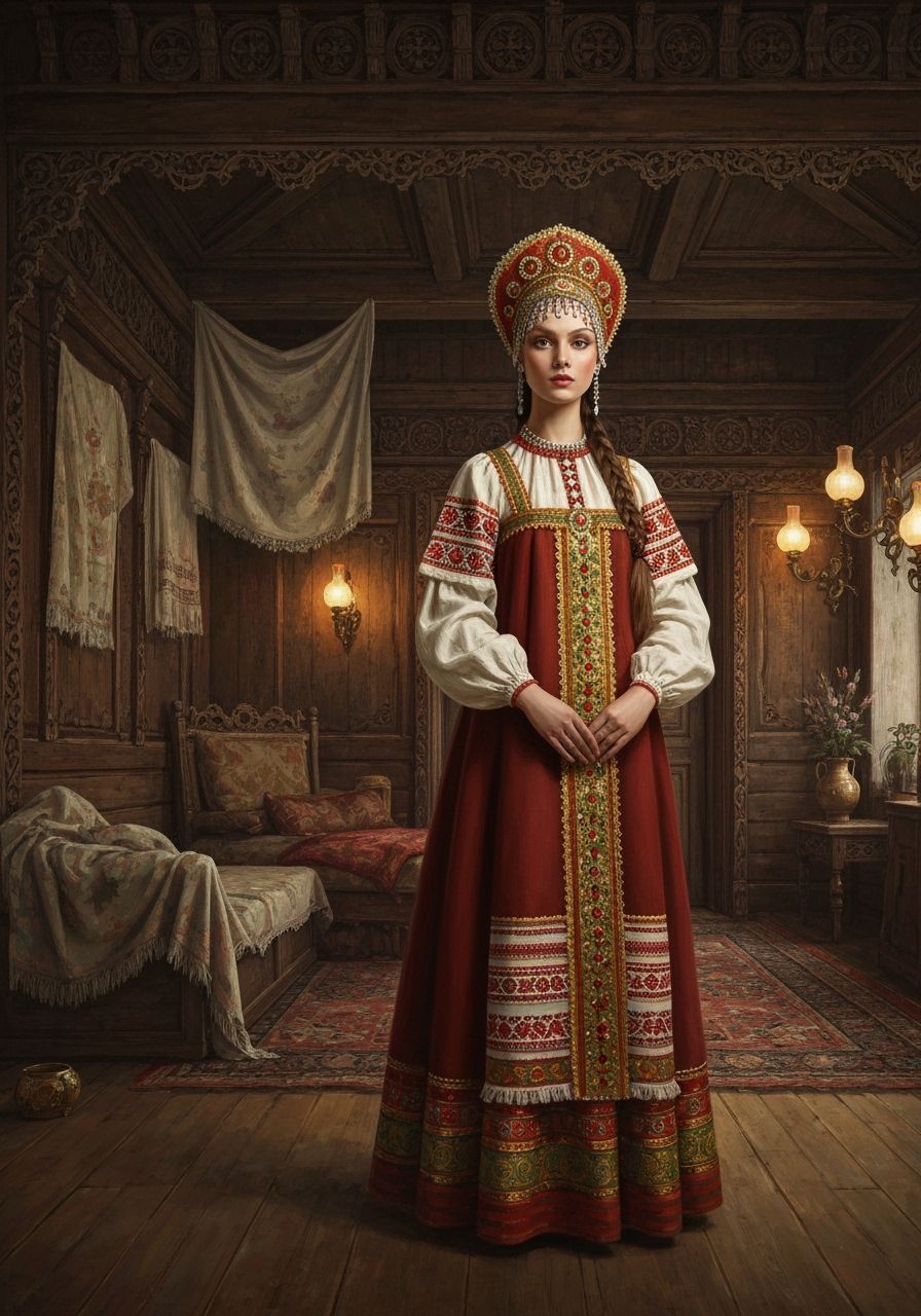 Portrait in Traditional Russian Folk Costume