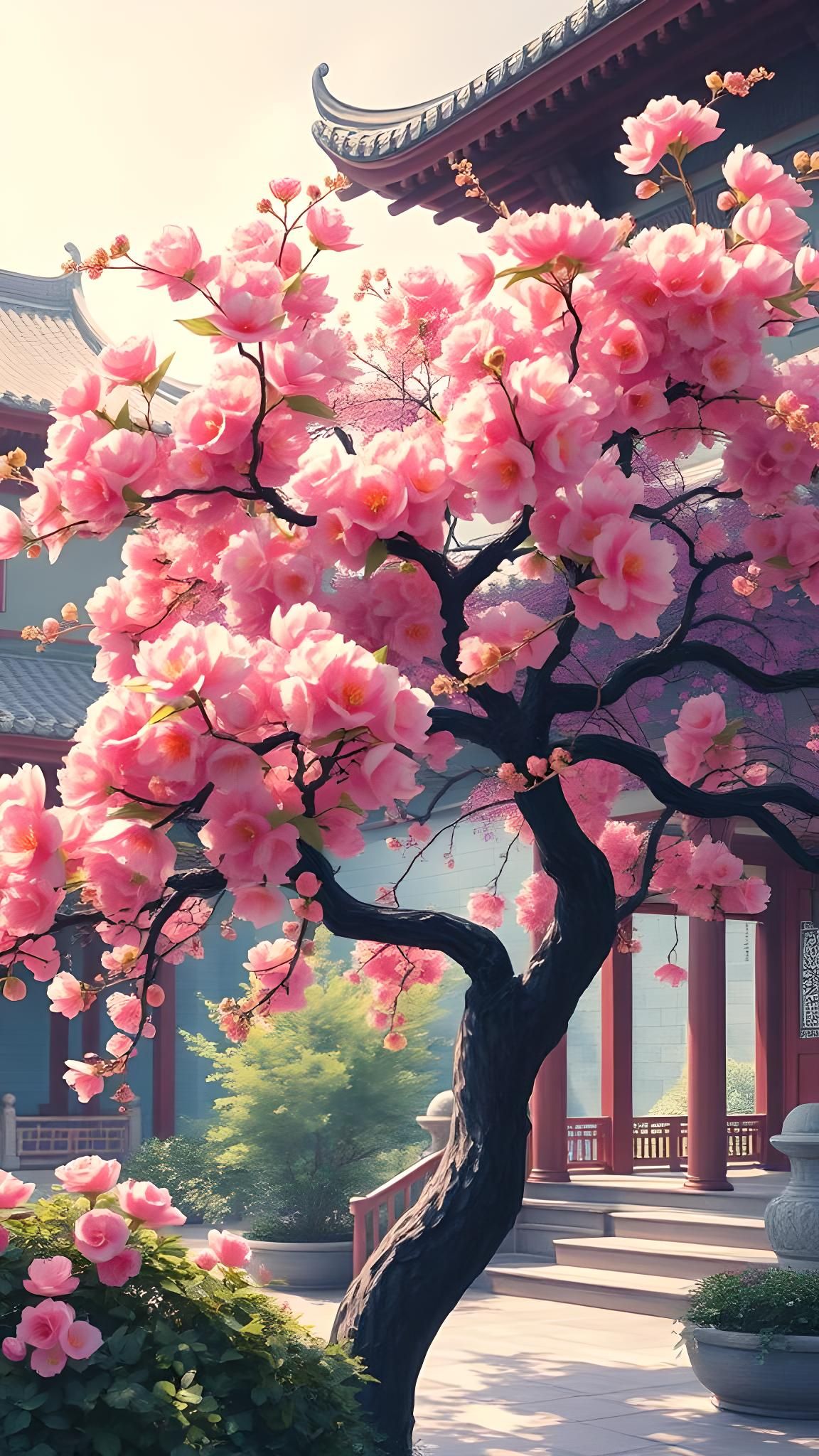 Multicolor Floral Tree in Chinese Style