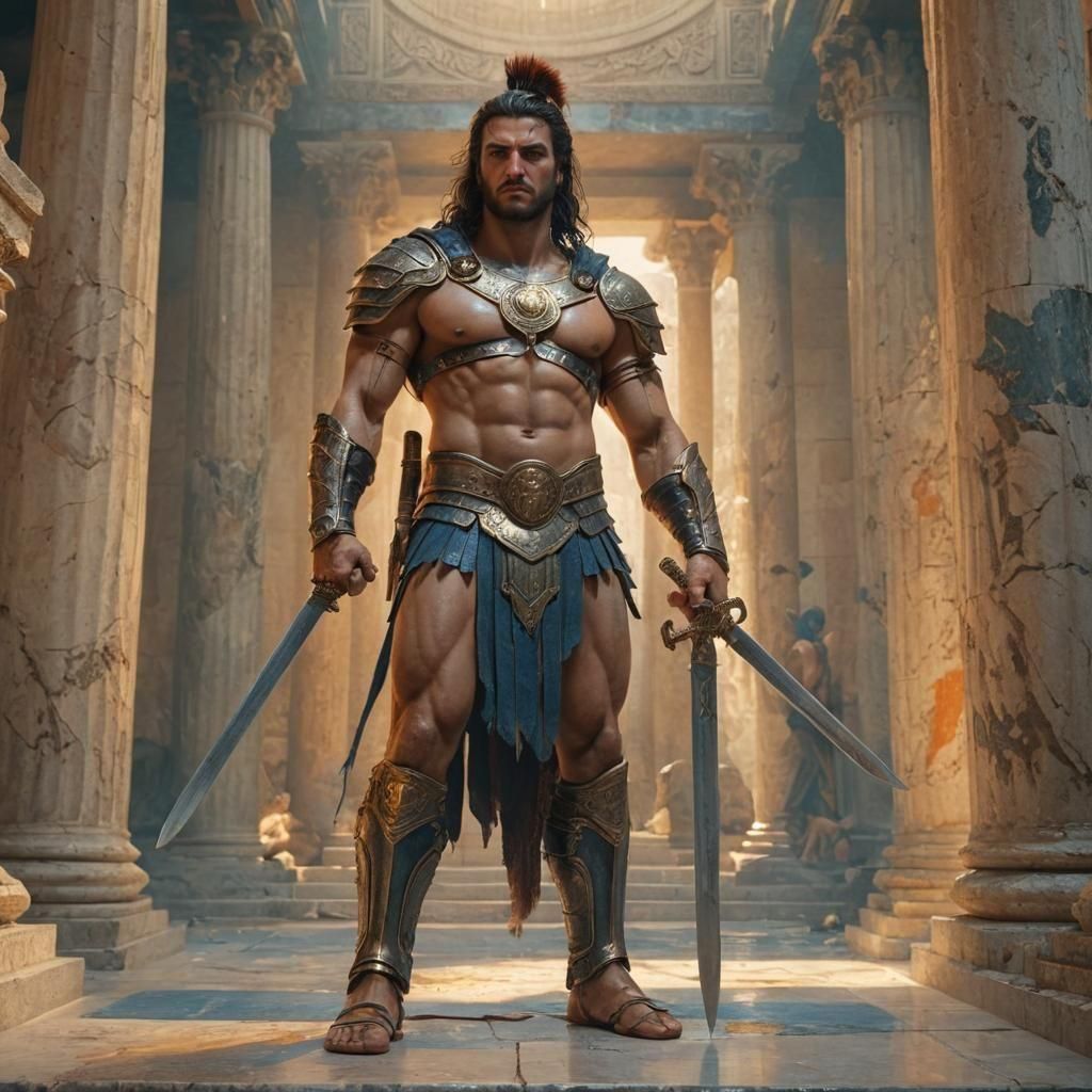 Greek Warrior with Sword: Fantasy Concept Art