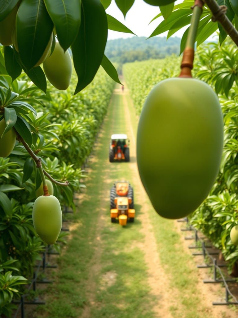 Bird's Eye View of Serene Mango Orchard