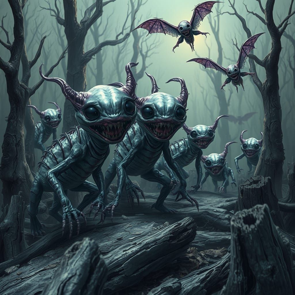 What a happy nightmare. Gray, shiny silver, metallic purple,...