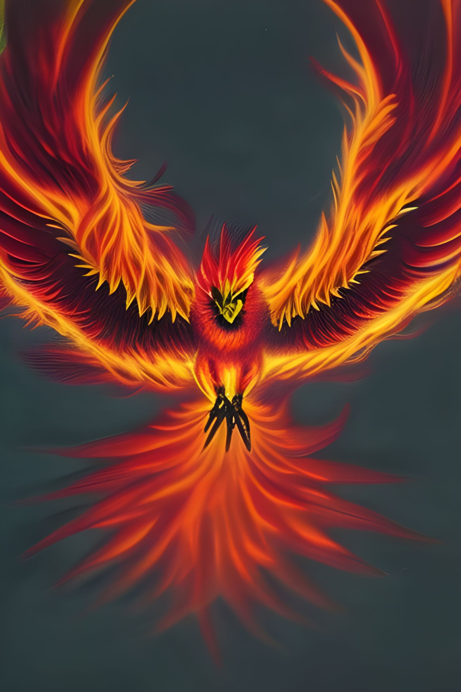 Angry Phoenix Portrait with Striking Eyes