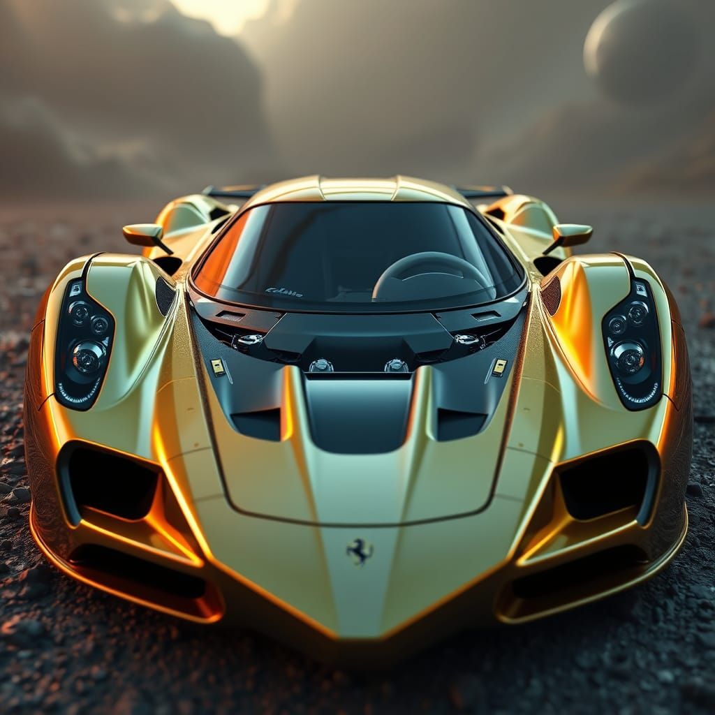 Gold and Silver Ferrari in Futuristic Style