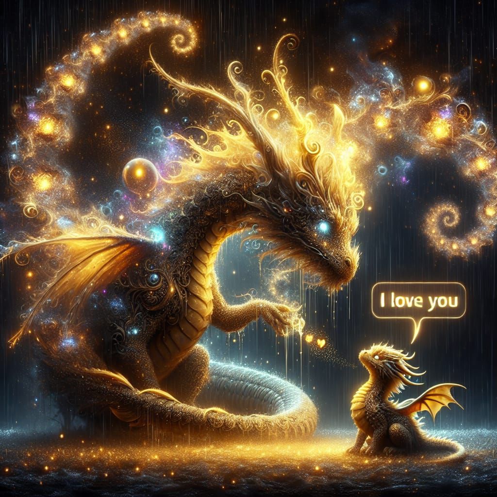 Baby Dragon's Farewell: Mother Turns to Gold Dust