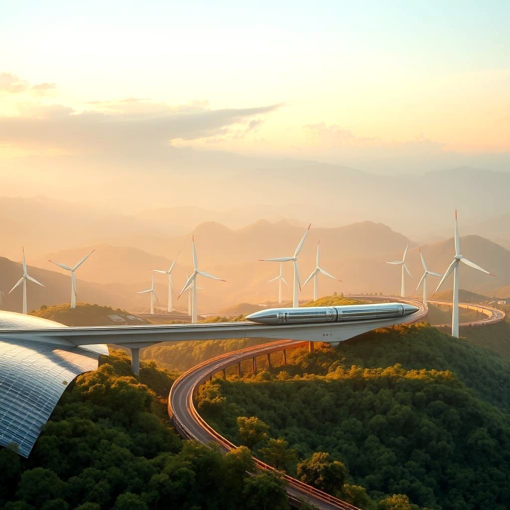 Solar Punk Utopia with Elegant Monorail