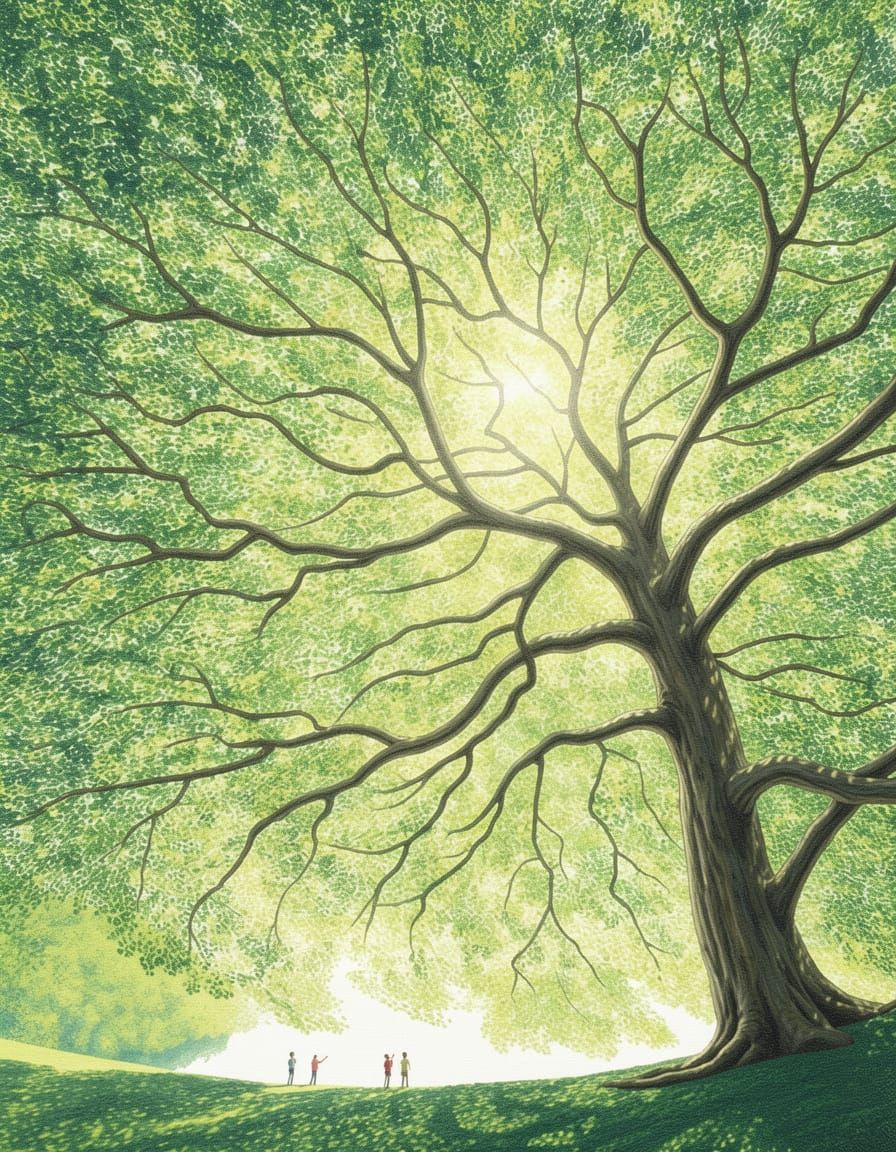 Upward View of Giant Tree Canopy Painting