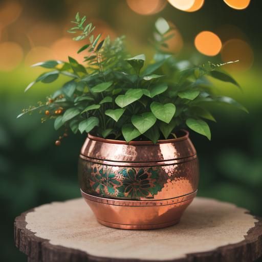 Copper Art with Plants in Professional Photography