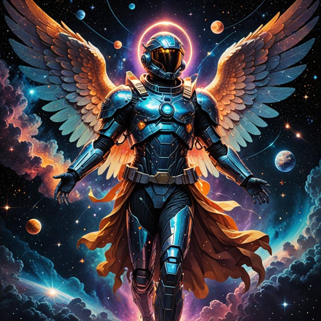 Divine Cosmic Guardian in Stellar Expanse