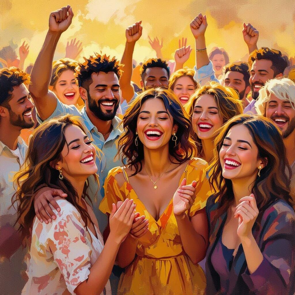 Joyful Community Dancing in Golden Hour Light