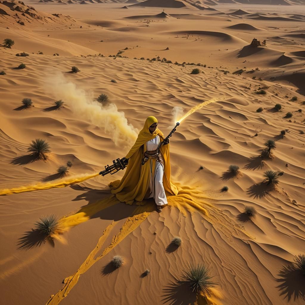 Saudi Woman Colors Desert Yellow: Fantasy Art