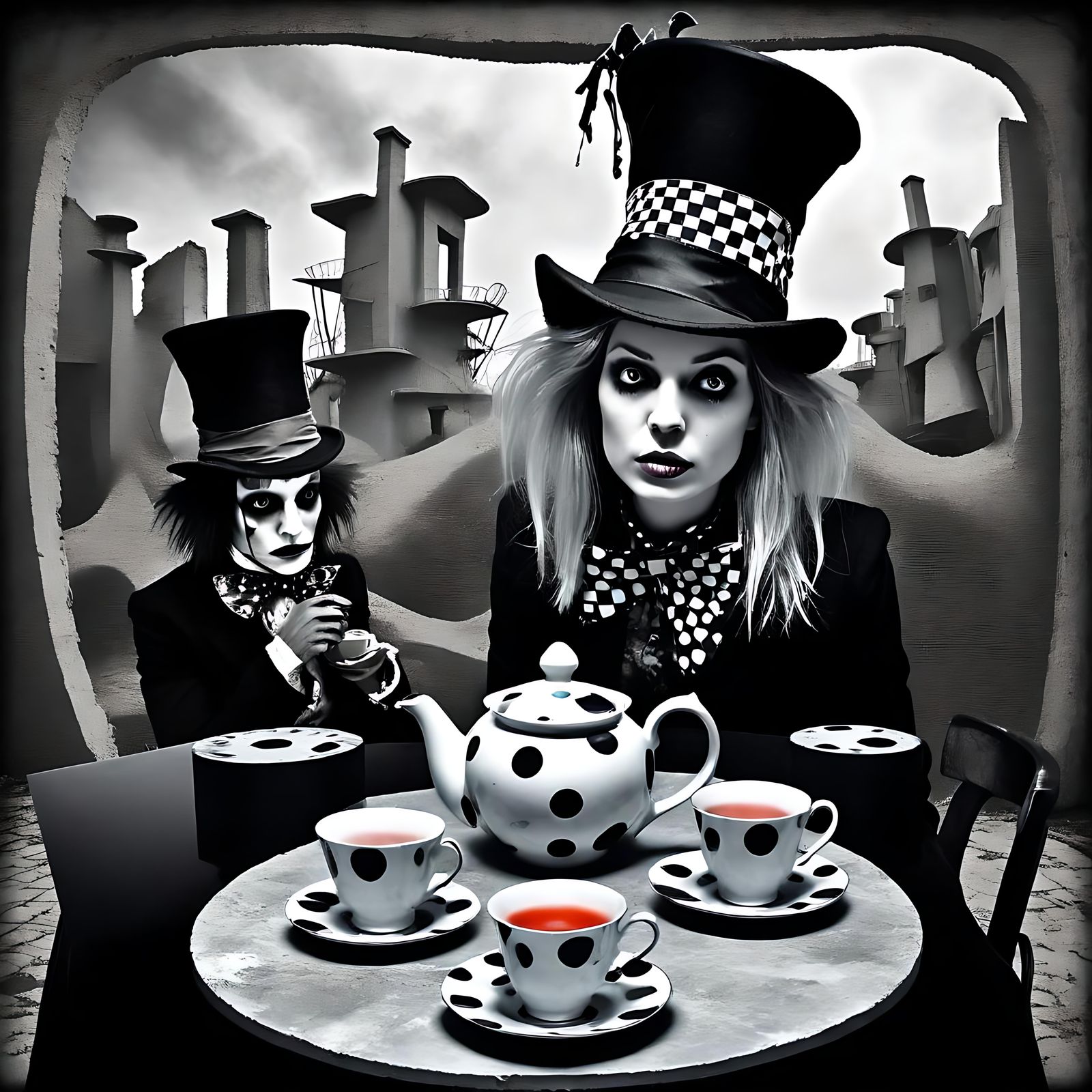 Alice's Demented Tea Party: Surreal Abstract Art