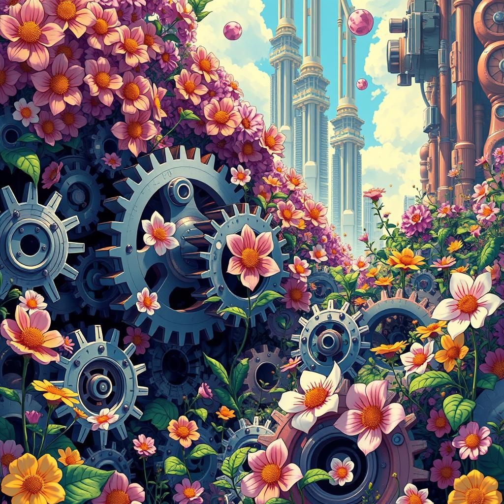 Mechanical Garden: Nature Reclaims Technology in Anime Style