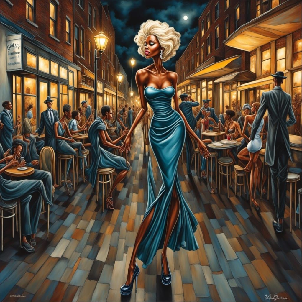 Impasto Portrait of a Woman in Evening Gown