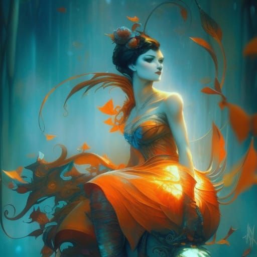 Magic Jack O'Lantern in Art Nouveau Style