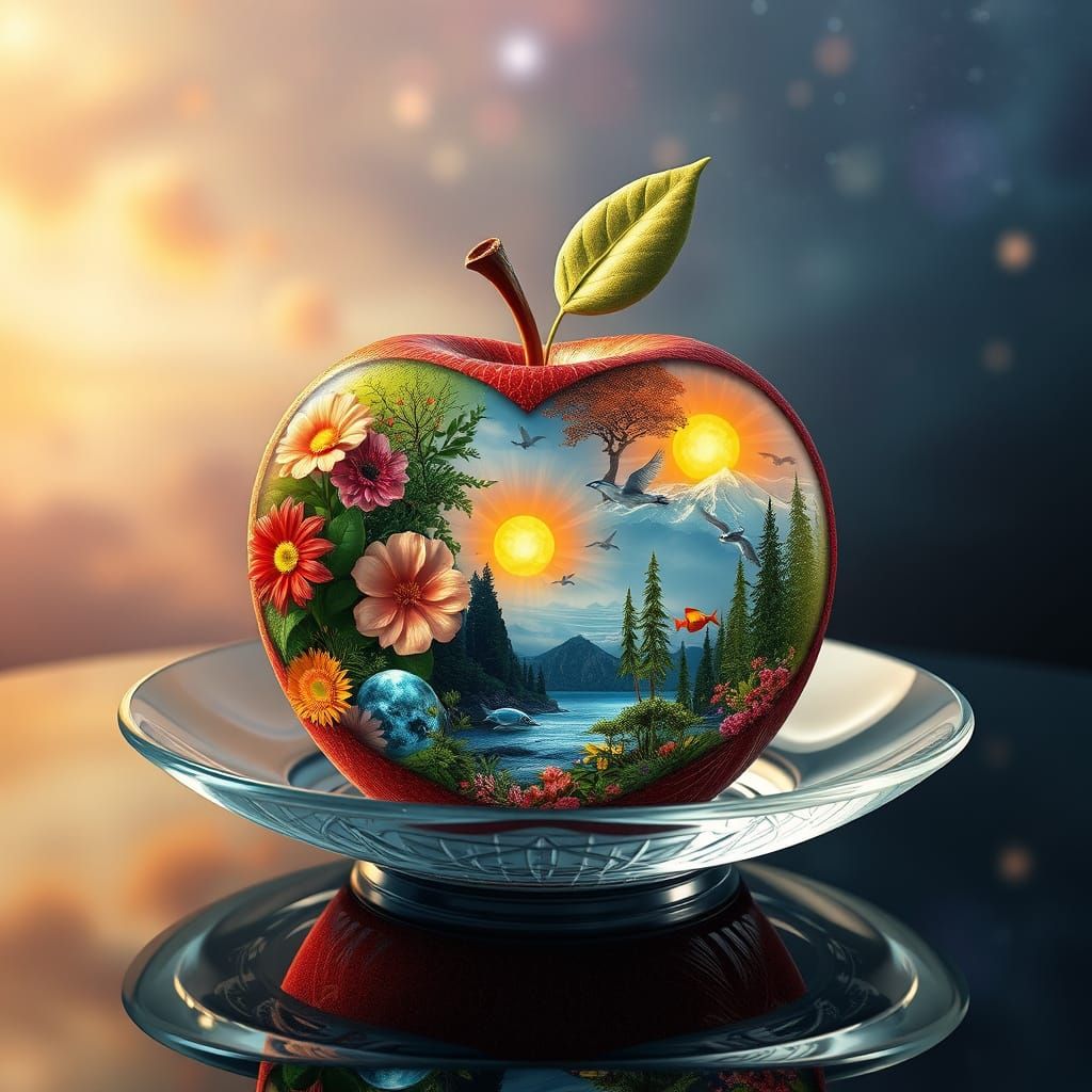 Surreal Apple Reveals Living Pictures on Glass Dish
