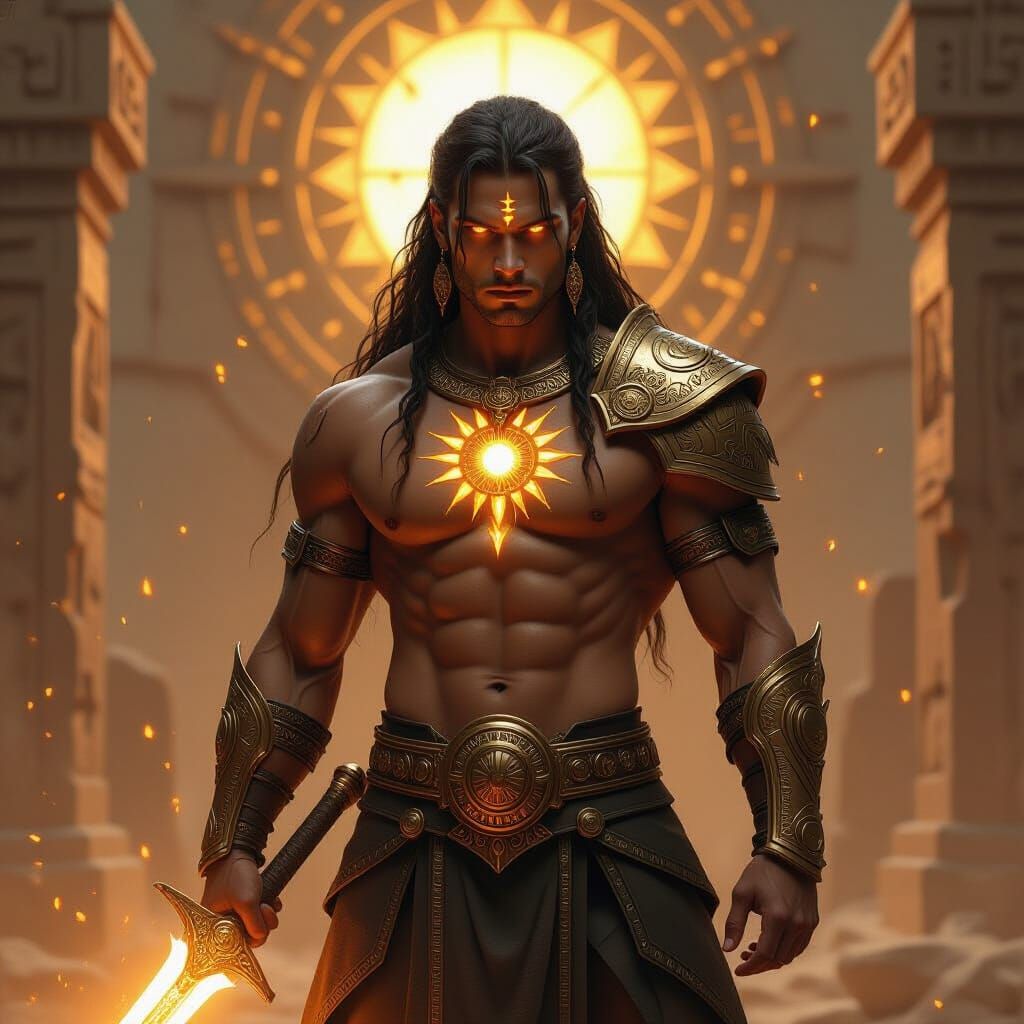 Bronze Demigod Warrior in Ancient Observatory Ruins