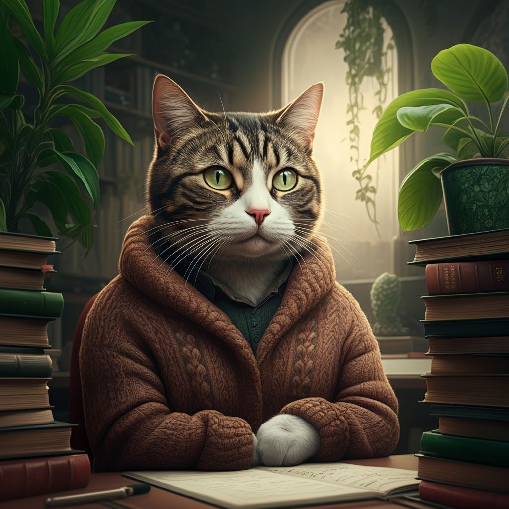 Millennial Cat Portrait with Lush Details