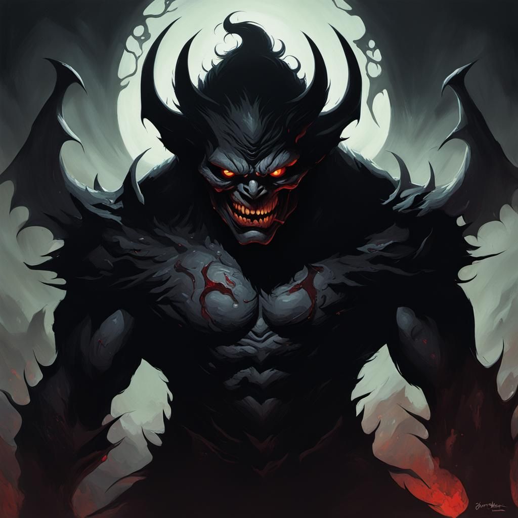 Sinister Demon Shadow: A Dark Fantasy Portrait