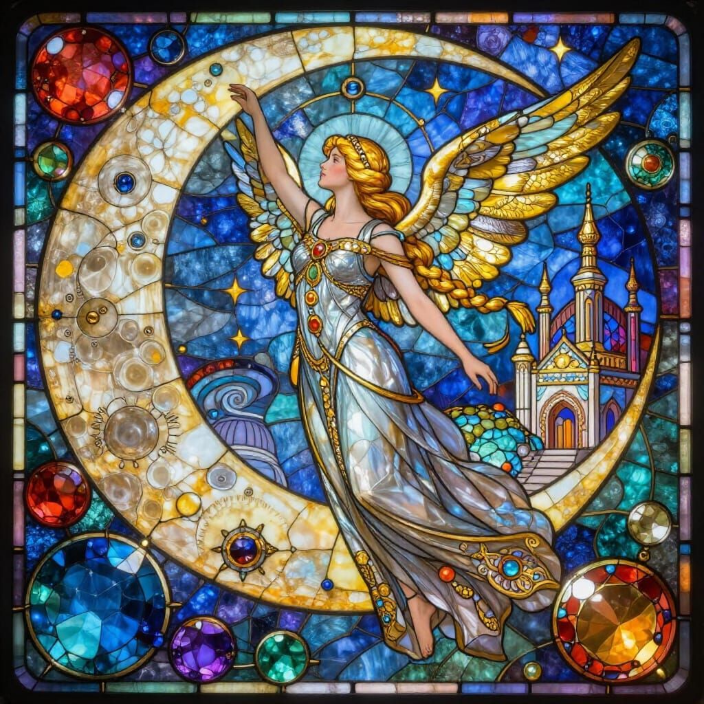 Heavenly Maiden Descends to Gemstone Kingdom in Stained Glas...