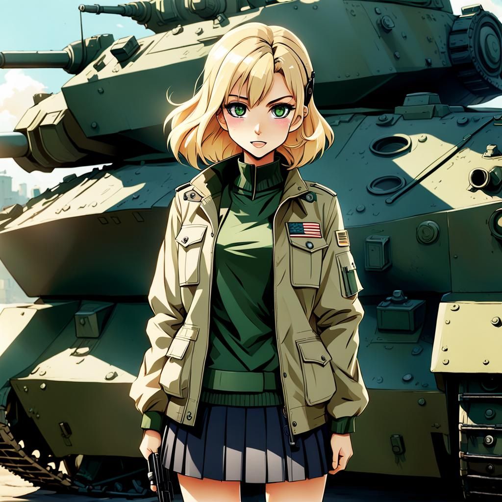 Anime Tank Commander Portrait in Studio Trigger Style