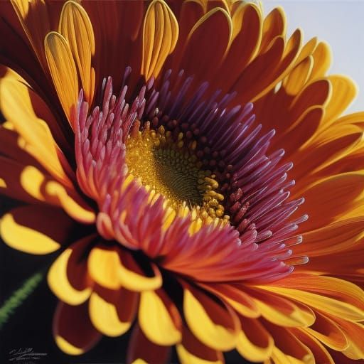 Hyperrealistic Chrysanthemum Flower Portrait in Botanical Ar...