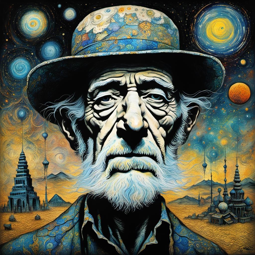 Surreal George Carlin in Nepal, Futuristic Art