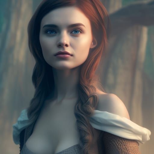 Beautiful Woman Portrait in Dark Fantasy Style