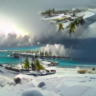 Tranquil Pacific Atoll Scene in Digital Art
