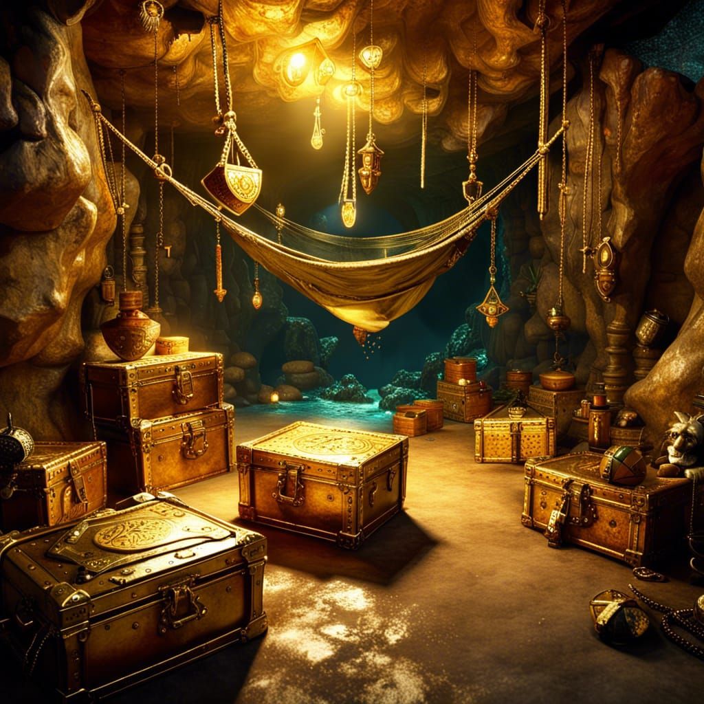 Pirate Hideaway Cave with Gold Treasure