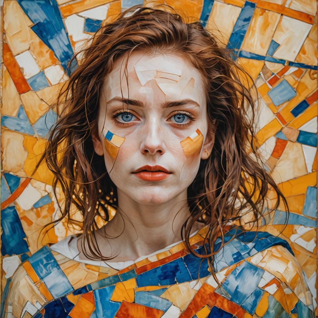 Abstract Portrait: Woman with Geometric Eyes