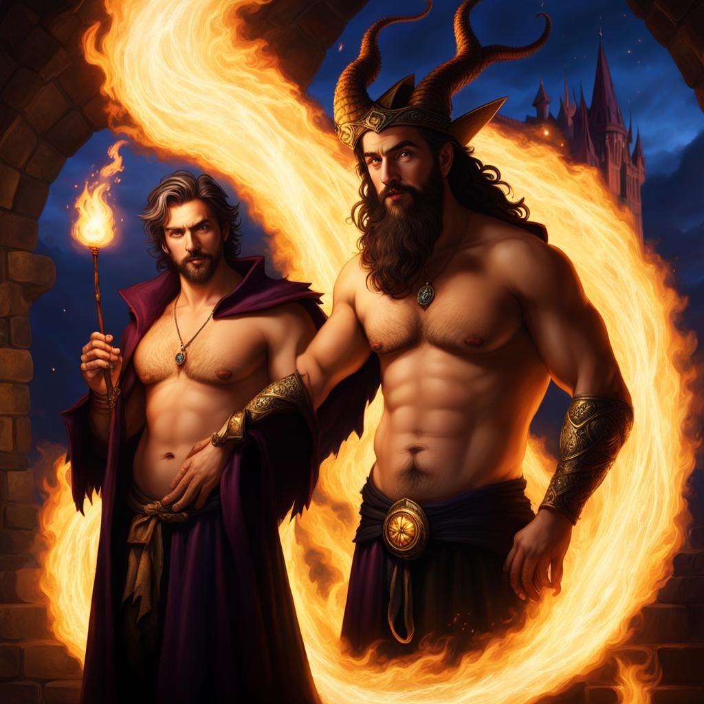 Fantasy Sorcerer Casting Spell in Medieval Setting