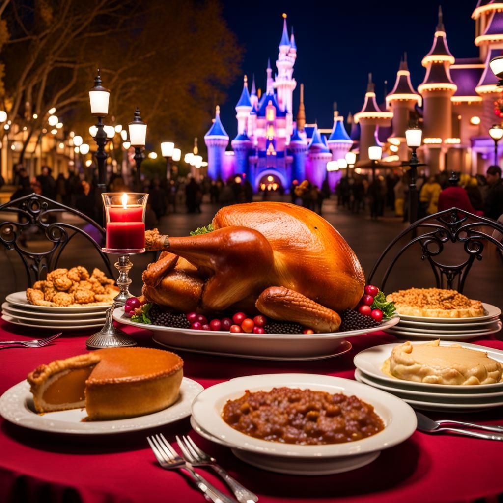 Thanksgiving Feast in Disneyland at Night