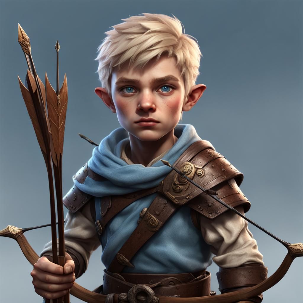 Halfling Rogue with Bow in Fantasy Art Style