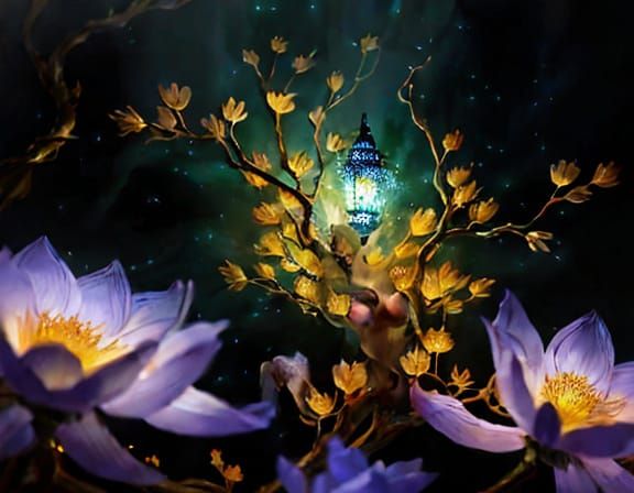 Bioluminescent Flower Lantern in Ethereal Fantasy Art