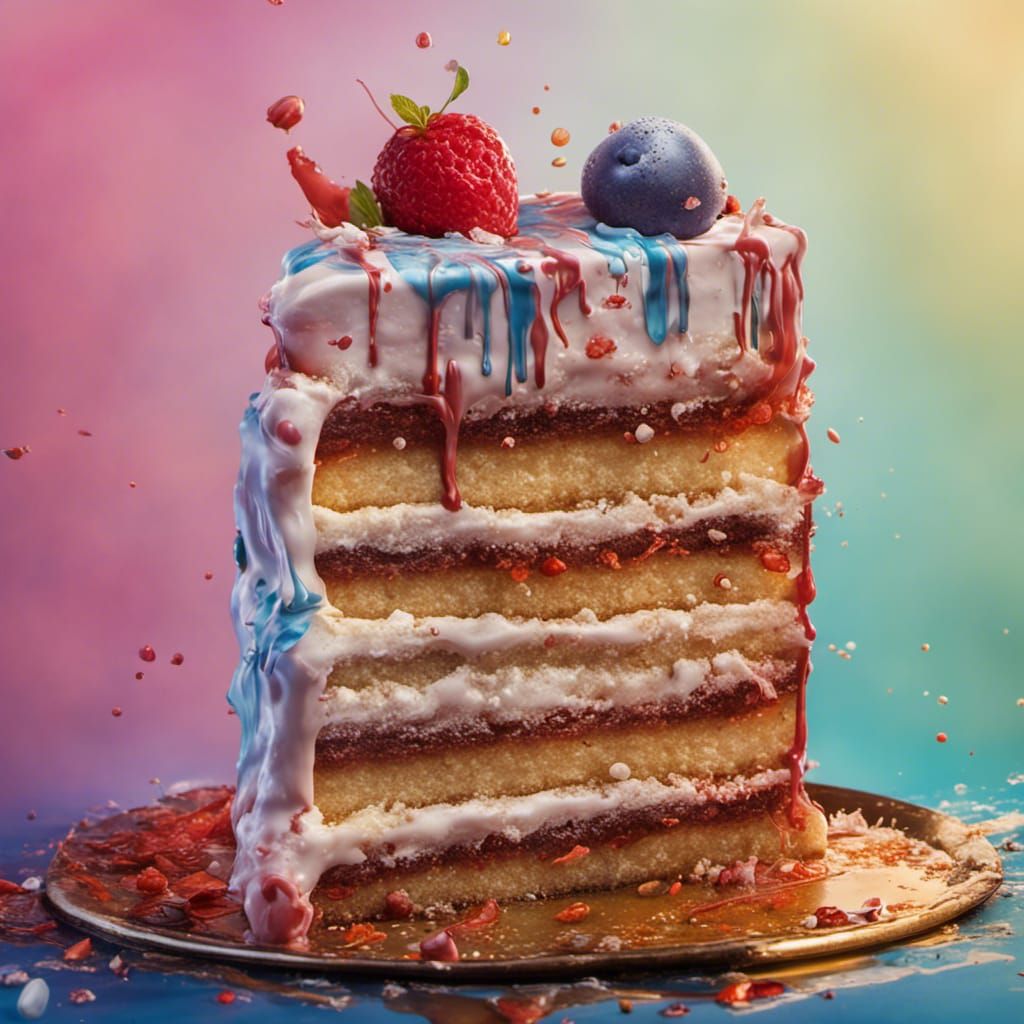 Hyperrealistic Cake in Splash Art Style