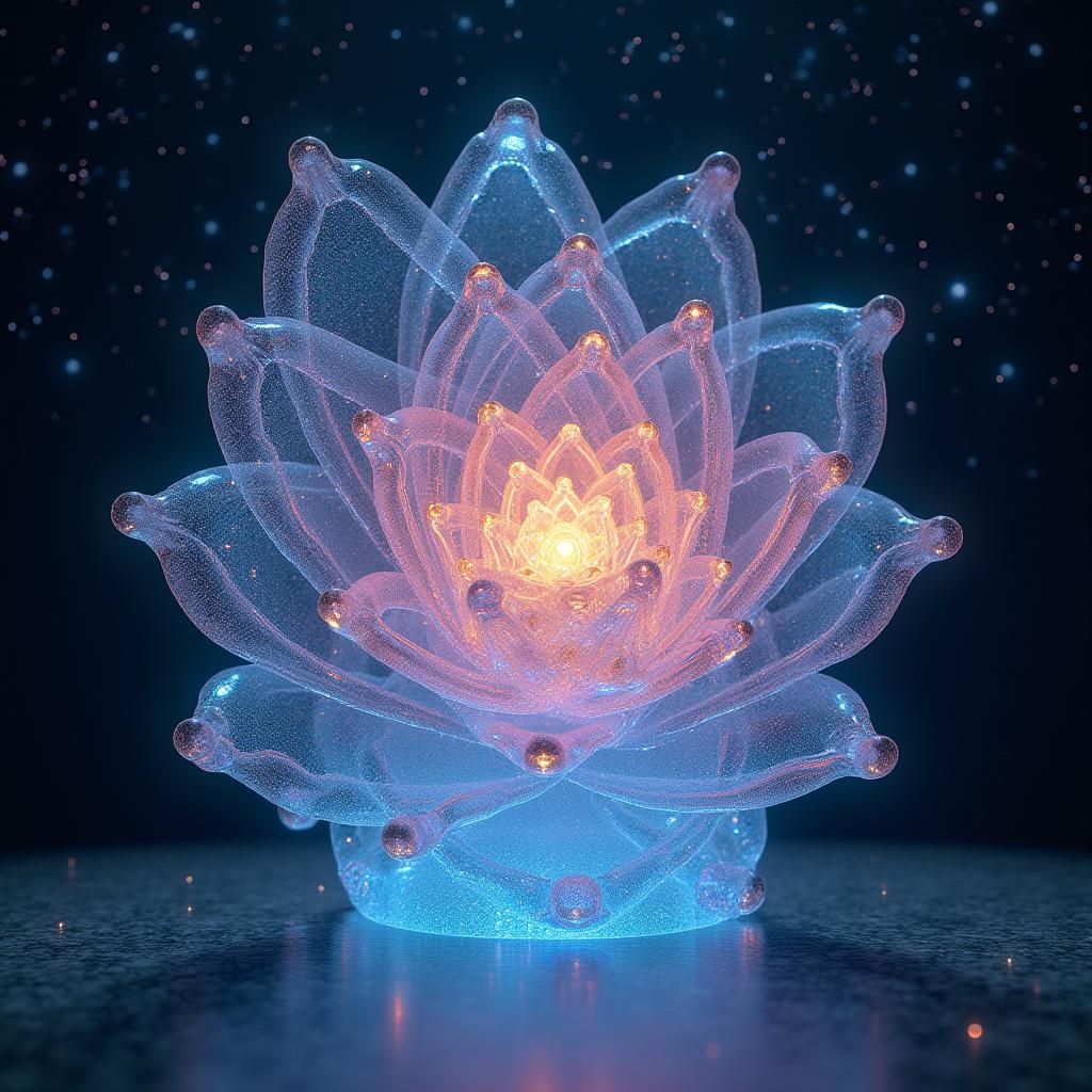 Holographic Glass Sculpture in Astral Expanse