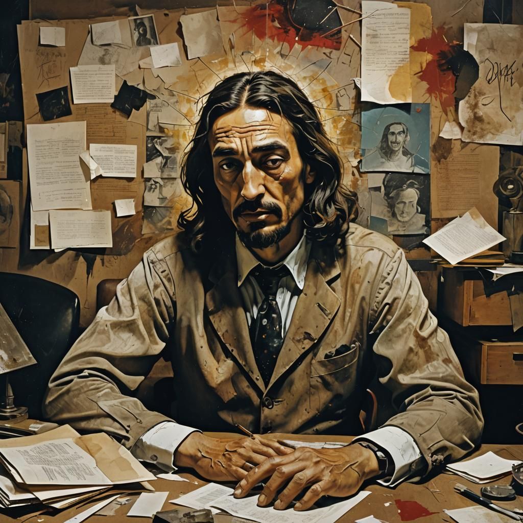 Jesus Christ in Surrealist Portrait with Earth Tones