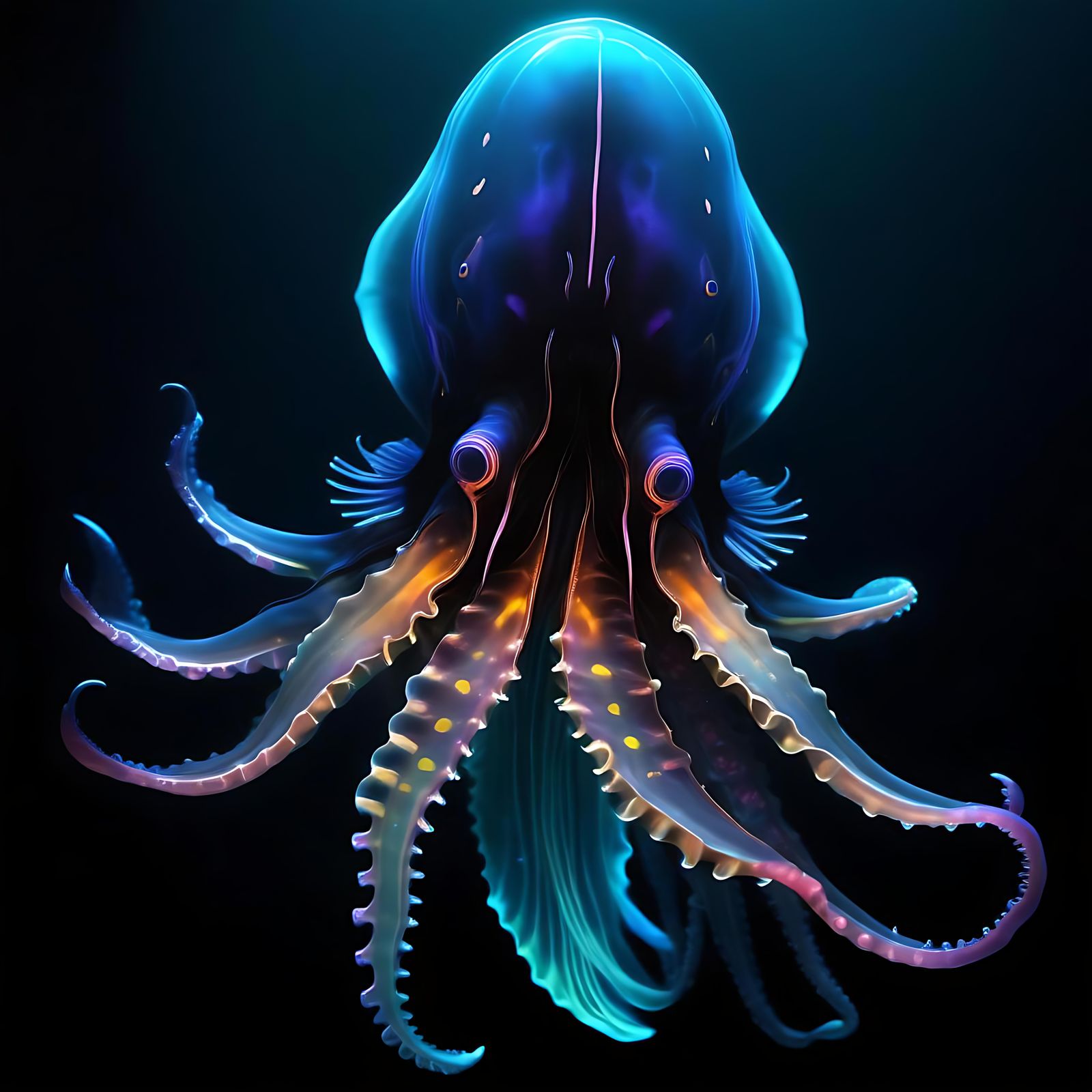 Bioluminescent Sea Creature in Vivid Digital 3D