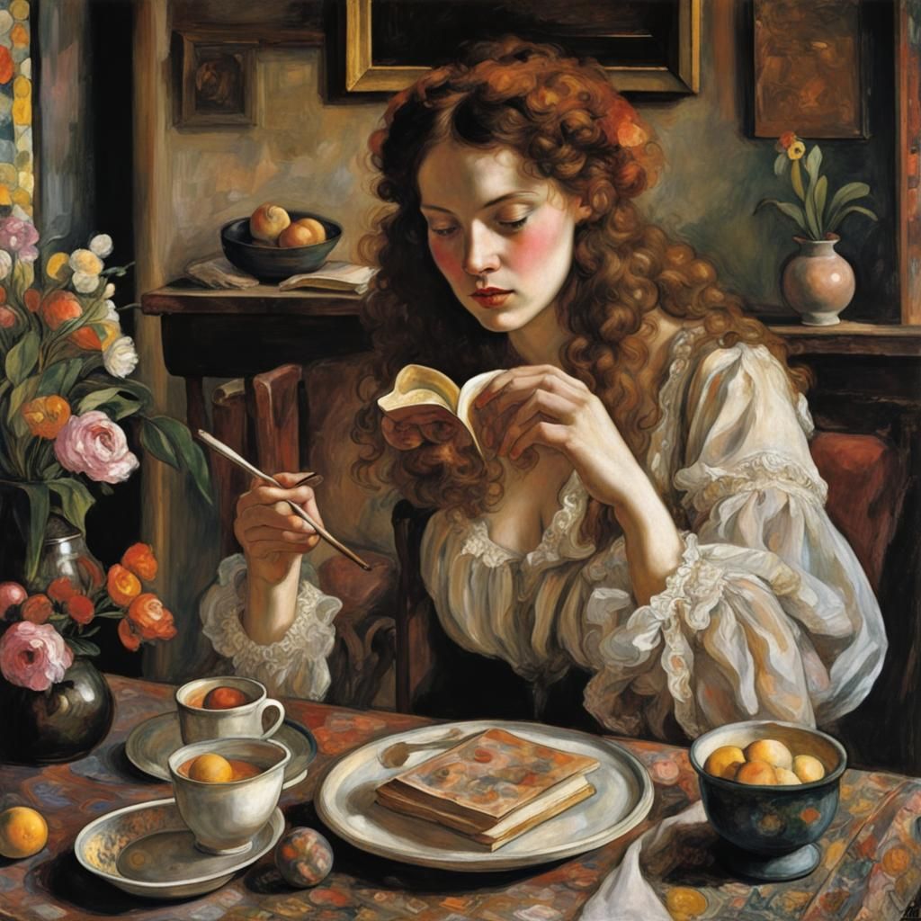 Dreamy Romantic Image in Classic Art Style