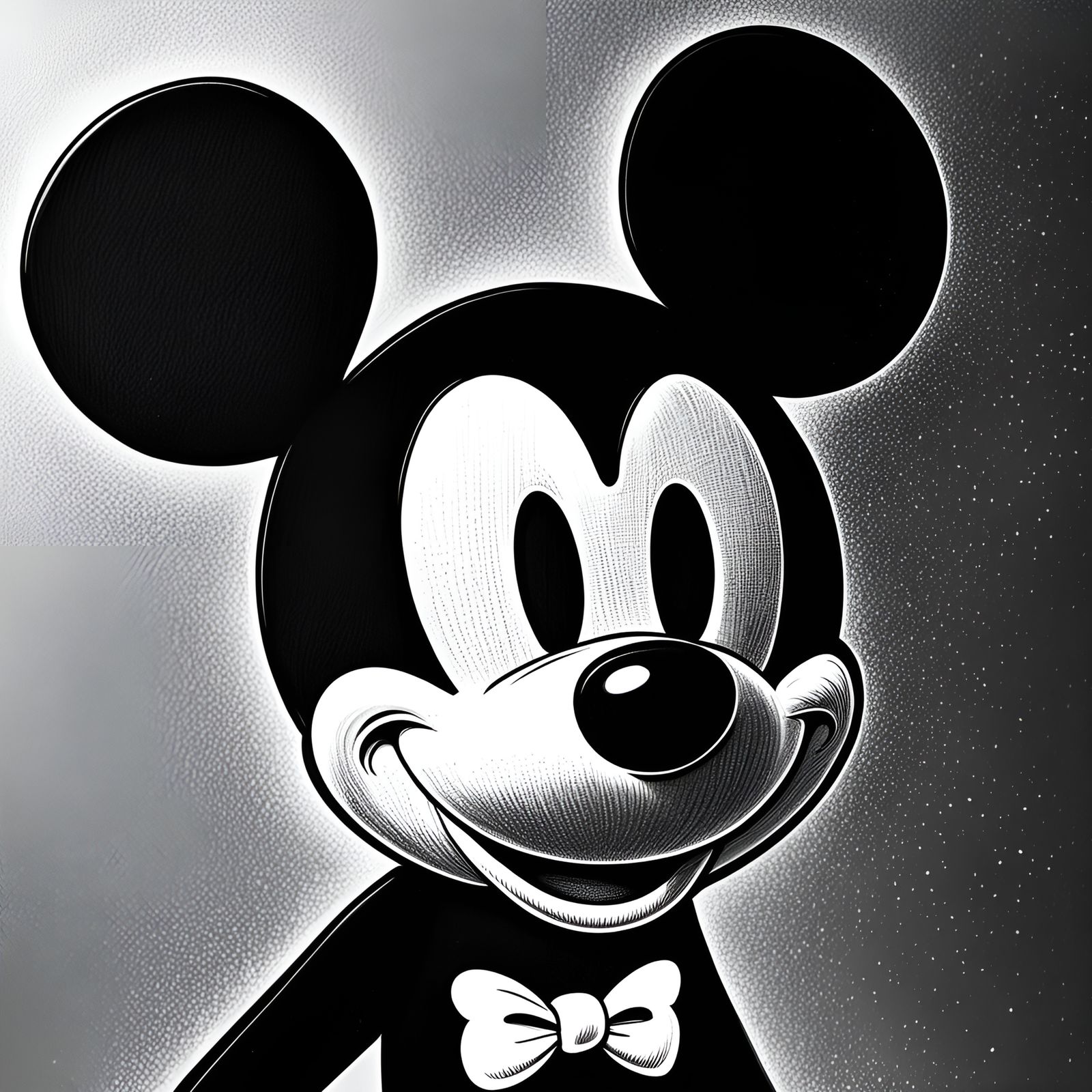 Mickey Mouse in Vintage Black and White Cartoon Style