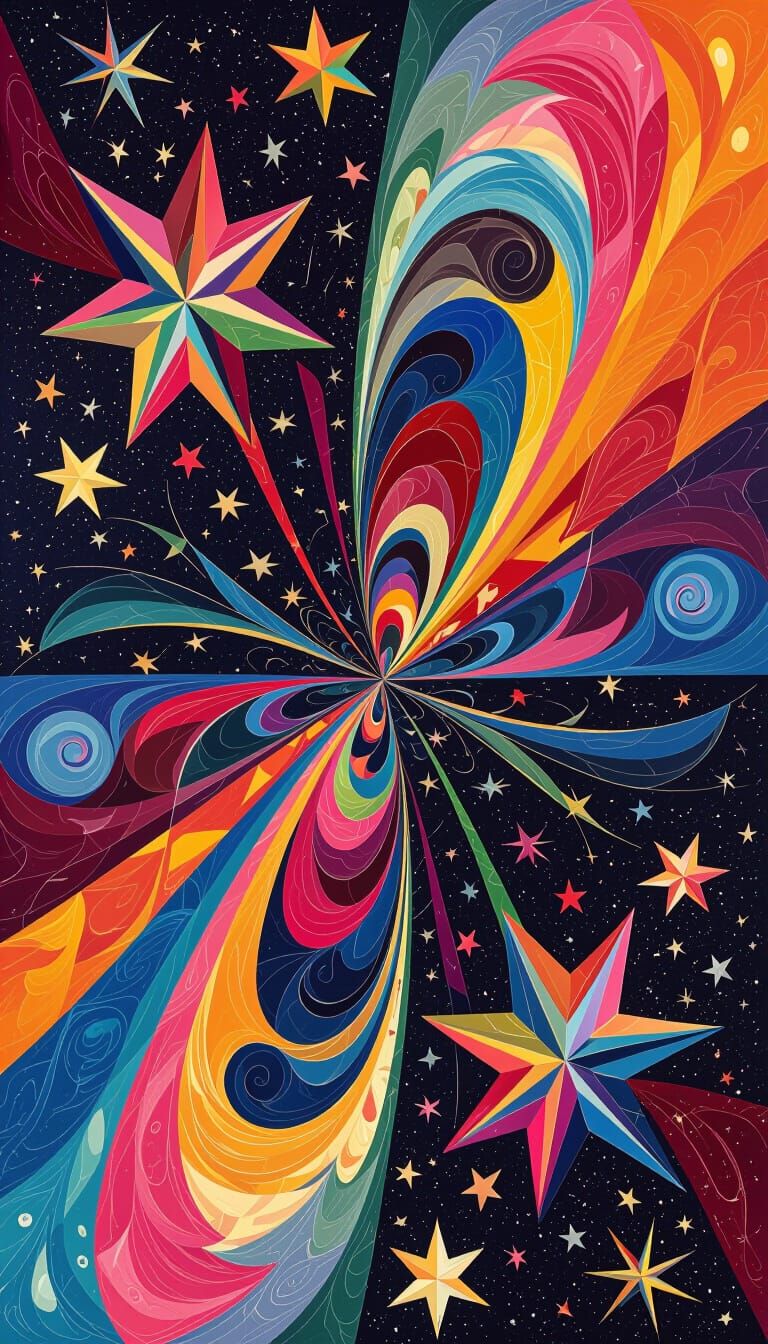 Abstract Metallic Cylinder Reflecting a Dreamlike Cosmos