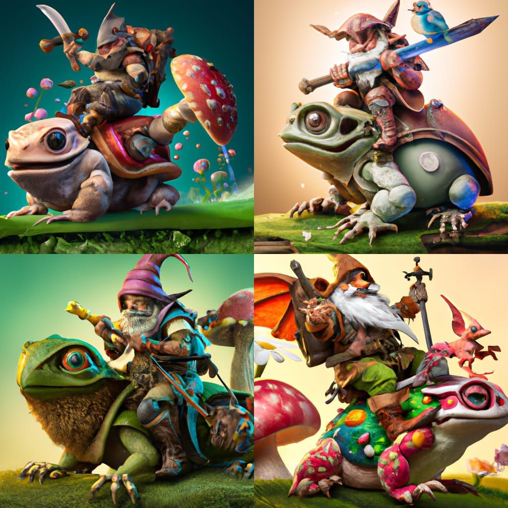 Gnome Artificer Rides a Toad: Fantasy Concept Art